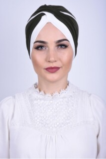Knot style - Two Color Vera Bone Khaki Green - 100285659 - Hijab