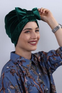 Velours Noeud Os Vert Émeraude - 