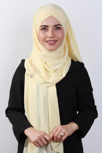 4 Châle Hijab Drapé Jaune - Hijab