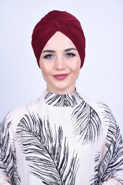 Knot style - فيرا بونيه خارجي أحمر كلاريت - Hijab