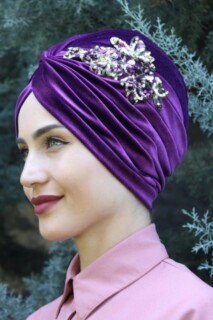 Velvet Sequined Vera Bonnet Purple - 100285068 - 