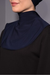 Col Hijab Bouton Pression Bleu Marine - 
