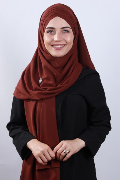 4 Draped Hijab Shawl Cinnamon - 100285090 - 