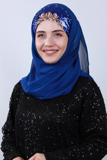 Evening Model - Design Princesse Châle Sax - Hijab