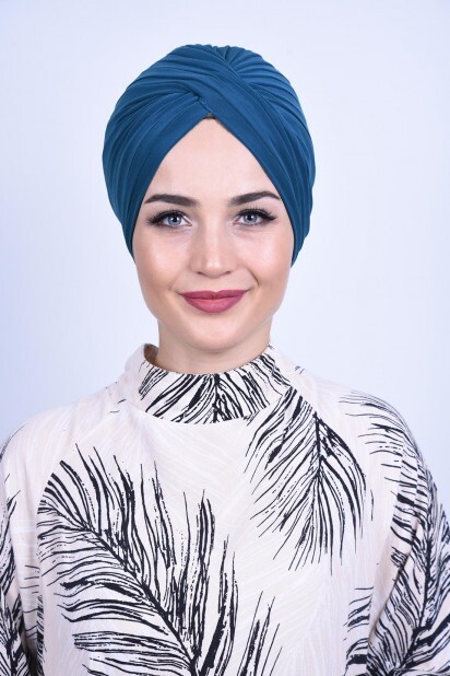 Knot style - الشال  الخارجي أزرق بترولي - Hijab