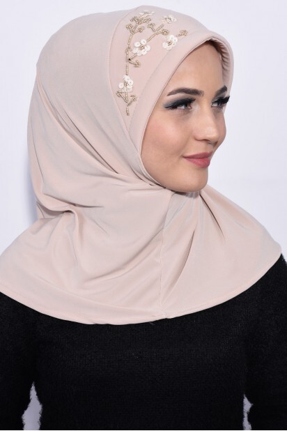 Practical Sequin Hijab Beige - 100285496 - 
