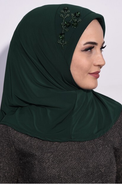 Practical Sequin Hijab Emerald Green - 100285519 - 