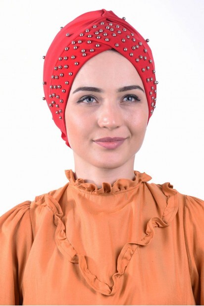 قبعة بركة اللؤلؤ الأحمر - Hijab