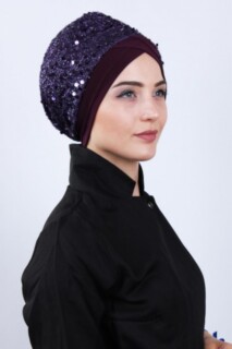 شال  رايات مزين بالترتر أرجواني - 