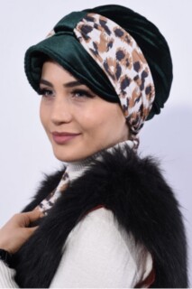 Velvet Scarf Hat Bonnet Emerald Green