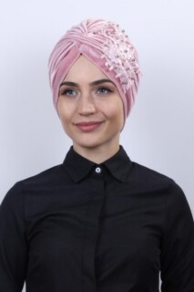Evening Model - Velours Guipure Vera Os Rose Poudré - Hijab