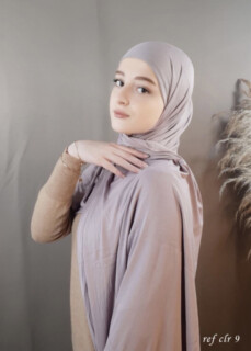 Cotton Shawl - جيرسي بريميوم - أرجواني رمادي - Hijab
