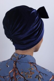 Velours Noeud Os Bleu Marine - 