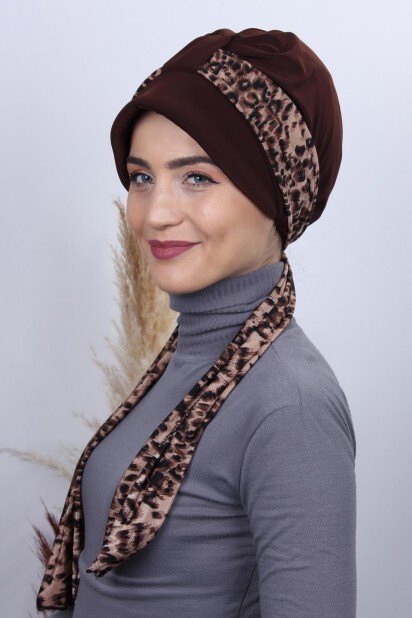 Scarf Hat Bonnet Brown - 100285000 - 