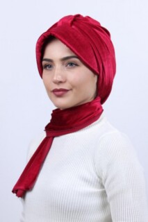 Velvet Shawl Hat Bonnet Red