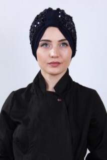 غطاء رايات مزين بالترتر أزرق كحلي - 