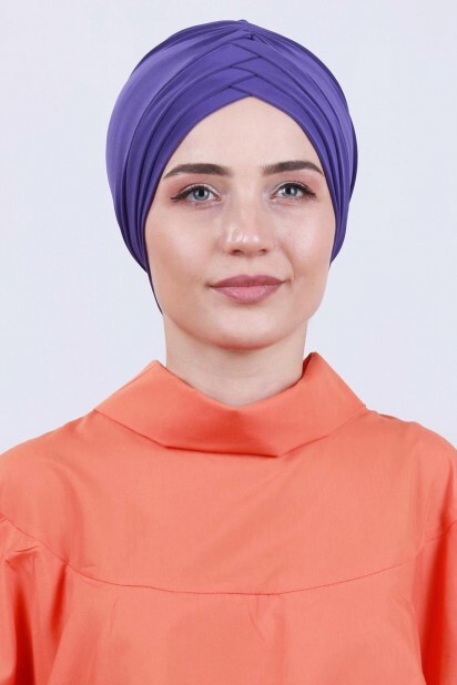 بونيه أرجواني على الوجهين بثلاثة خطوط - Hijab