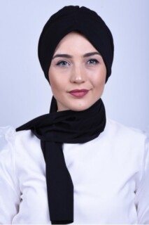 All Occasions Bonnet - Casquette froncée à nouer Noir - Hijab