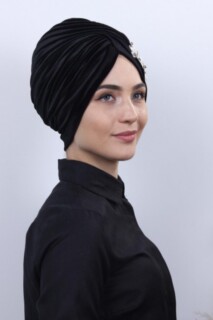 Velvet Guipure Vera Bonnet Black-White - 100283055 - 