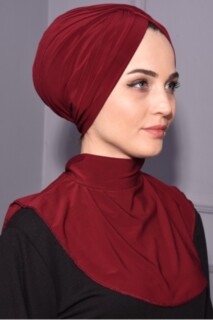 مشبك إغلاق ياقة حجاب أحمر كلاريت - 
