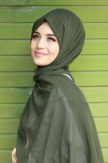 Plain Chiffon Shawl Khaki - 100285453 - 