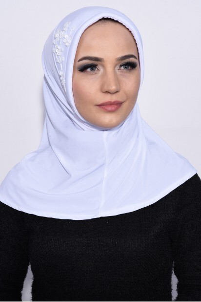 Practical Sequin Hijab White