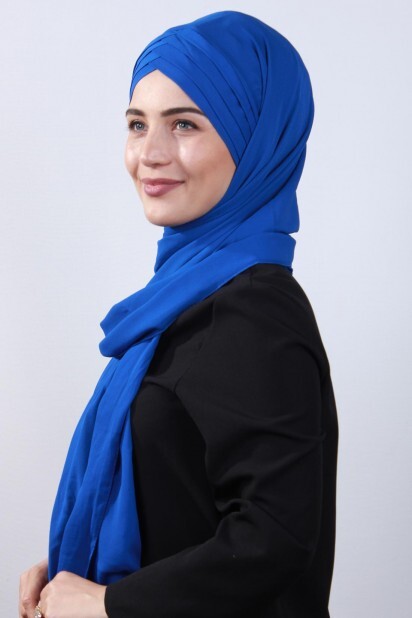 4 Drapé Hijab Châle Sax - 
