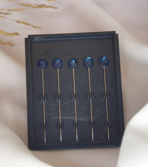 Crystal hijab pins Set of 5 Rhinestone Luxury Scarf Needles 5pcs pins - Midnight Blue - 100298895