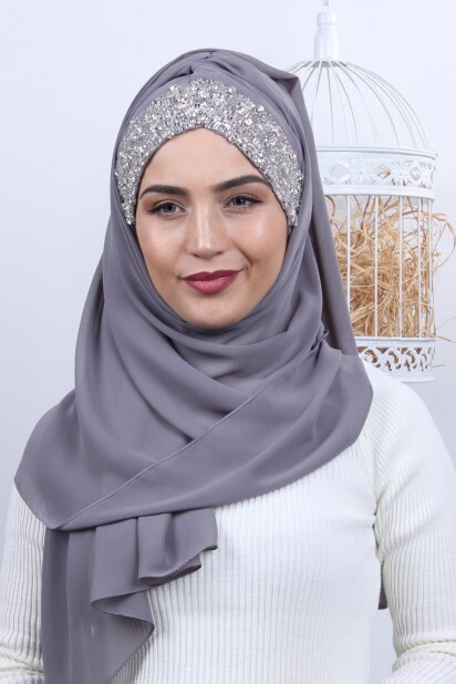 Stone Design Bonnet Shawl Gray