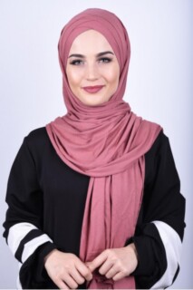 Combed Cotton 3-Striped Shawl Dried Rose - 100285206 - 