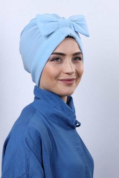 Double-Sided Bonnet Baby Blue with Bow - 100285277 - 