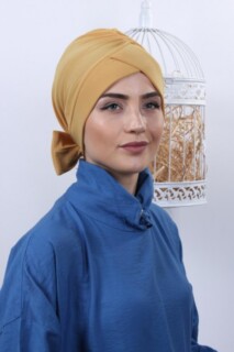 Double-Sided Bonnet Mustard Yellow with Bow