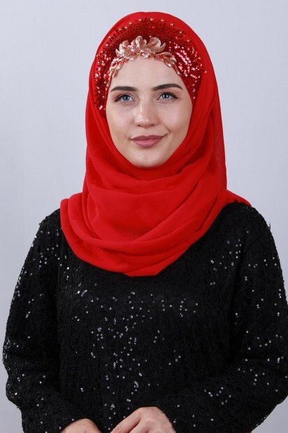 Evening Model - تصميم أميرة شال أحمر - Hijab