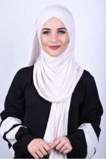 Combed Cotton 3-Striped Shawl Ecru - 100285203 - 