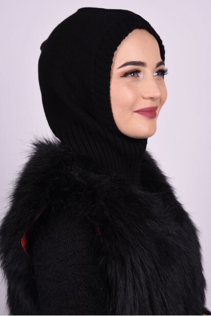 Knitted Wool Beret Black - 100284901 - 