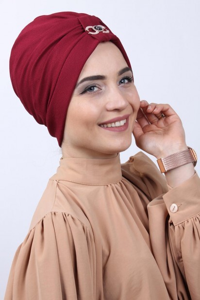 Buckled Claret Red Double-Sided Bonnet - 100285170 - 