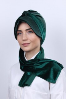 Velvet Shawl Hat Bonnet Emerald Green - 100283131 - 