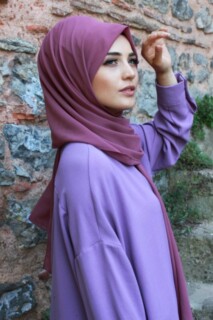 Plain Chiffon Shawl Dark Rose - 100285457 - 