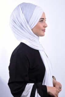 Combed Cotton 3-Striped Shawl White - 100285202 - 