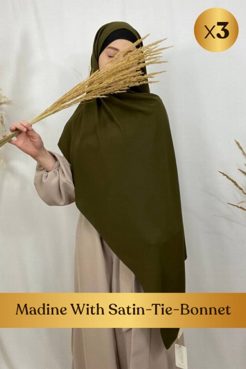 Medine With Satin-Tie-Bonnet - 3 pcs in Box 100352656 - Hijab