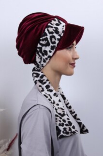 Velvet Scarf Hat Bonnet Claret Red