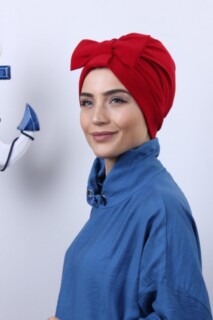 بونيه أحمر بوجهين بفيونكة - 