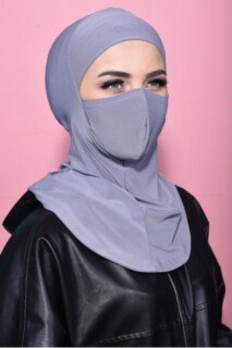 حجاب رياضي مقنع باللون الرمادي - Hijab