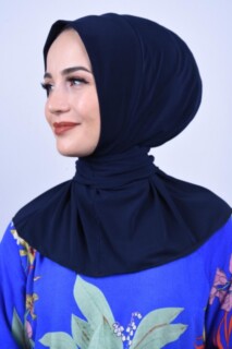 All Occasions Ready - Snap Fastener Scarf Shawl Navy Blue - 100285618 - Hijab