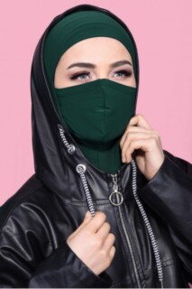 حجاب مقنع رياضي أخضر زمردي - 