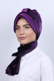 Velvet Shawl Hat Bonnet Purple - 100283137 - 