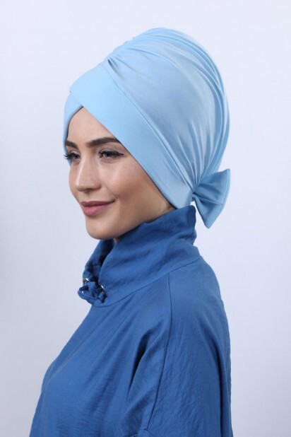 Double-Sided Bonnet Baby Blue with Bow - 100285277 - 