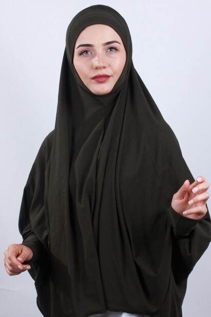 5XL Veiled Hijab Khaki Green - 100285101 - 
