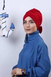 بونيه أحمر بوجهين بفيونكة - 