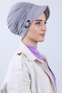 Buckled Hat Bonnet Silver Gray - 100285183 - 